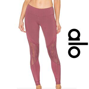 ALO Yoga Vitality Sheer Cutout Leggings Size Small Mauve